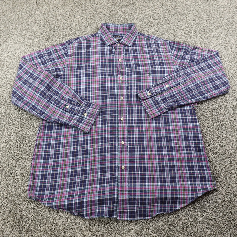 Polo Ralph Lauren Shirt Mens XL Blue Pony Classic Fit Performance Flannel Preppy